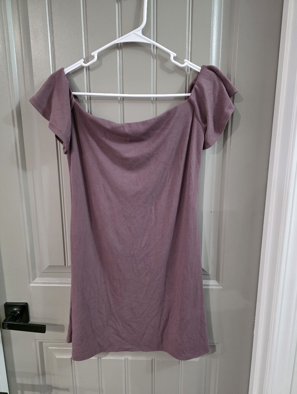Lulus Womans Medium Plum Bodycon Dress Off The Shoulder